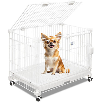 24-30" White Metal Wire Dog Crate DLS2402/DLS3002