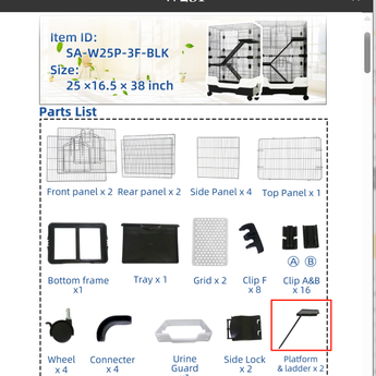 A black plastic slide (SA-W25P-3F-BLK)