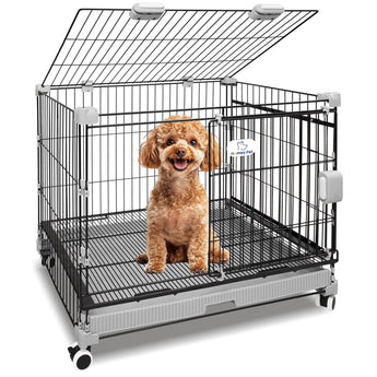 24-30" Black Metal Wire Dog Crate LS-2N01/LS-2.5N01